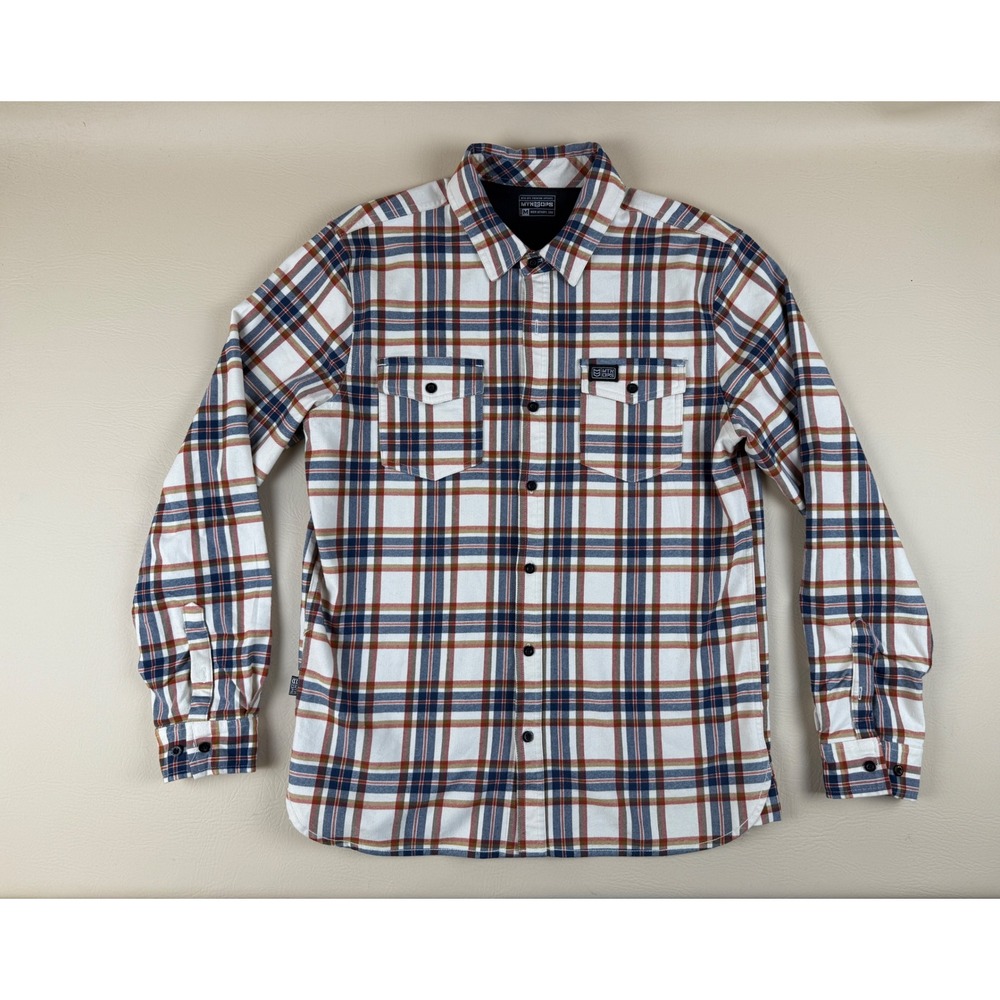 MTN OPS Medium Flannel Shirt Outdoor Plaid Rayon Blend Stretch Pockets